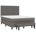 Cama box spring con colchón cuero sintético gris 140x190 cm