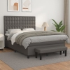 Cama box spring con colchón cuero sintético gris 140x190 cm