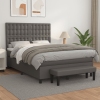 Cama box spring con colchón cuero sintético gris 140x200 cm