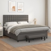 Cama box spring con colchón cuero sintético gris 160x200 cm