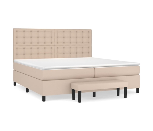 Cama box spring con colchón cuero sintético capuchino 200x200cm