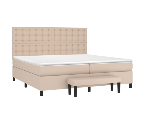 Cama box spring con colchón cuero sintético capuchino 200x200cm