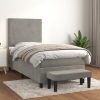 Cama box spring con colchón terciopelo gris claro 80x200 cm