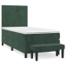 Cama box spring con colchón terciopelo verde oscuro 80x200 cm