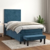 Cama box spring con colchón terciopelo azul oscuro 80x200 cm