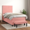 Cama box spring con colchón terciopelo rosa 80x200 cm