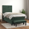 vidaXL Cama box spring con colchón terciopelo verde oscuro 90x200 cm