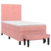 Cama box spring con colchón terciopelo rosa 90x200 cm