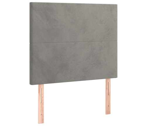 Cama box spring con colchón terciopelo gris claro 120x200 cm