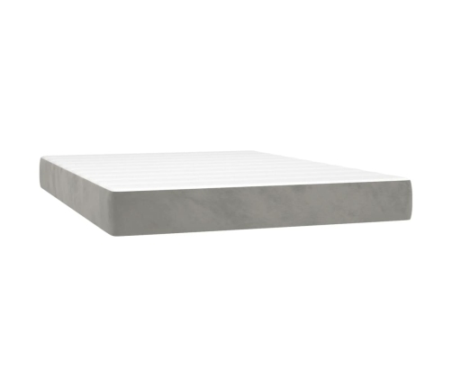 vidaXL Cama box spring con colchón terciopelo gris claro 140x190 cm