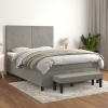 vidaXL Cama box spring con colchón terciopelo gris claro 140x190 cm