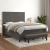 Cama box spring con colchón terciopelo gris oscuro 140x200 cm