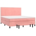 Cama box spring con colchón terciopelo rosa 160x200 cm