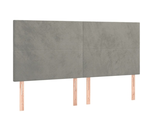 Cama box spring con colchón terciopelo gris claro 180x200 cm