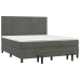 Cama box spring con colchón terciopelo gris oscuro 180x200 cm