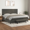 Cama box spring con colchón terciopelo gris oscuro 200x200 cm