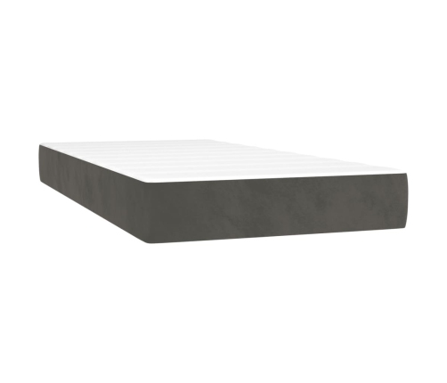 Cama box spring con colchón terciopelo gris oscuro 80x200 cm