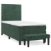 Cama box spring con colchón terciopelo verde oscuro 80x200 cm