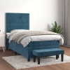 Cama box spring con colchón terciopelo azul oscuro 80x200 cm