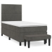 Cama box spring con colchón terciopelo gris oscuro 90x190 cm