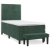 Cama box spring con colchón terciopelo verde oscuro 90x190 cm