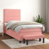 Cama box spring con colchón terciopelo rosa 90x200 cm