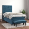 Cama box spring con colchón terciopelo azul oscuro 100x200 cm