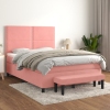 Cama box spring con colchón terciopelo rosa 140x200 cm