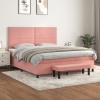 Cama box spring con colchón terciopelo rosa 160x200 cm