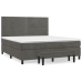 Cama box spring con colchón terciopelo gris oscuro 180x200 cm