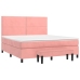 Cama box spring con colchón terciopelo rosa 180x200 cm