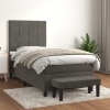 Cama box spring con colchón terciopelo gris oscuro 80x200 cm