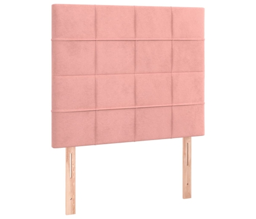 Cama box spring con colchón terciopelo rosa 80x200 cm