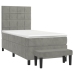 Cama box spring con colchón terciopelo gris claro 90x190 cm