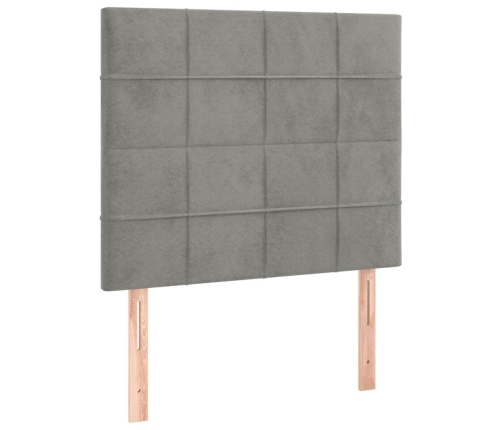 Cama box spring con colchón terciopelo gris claro 90x190 cm