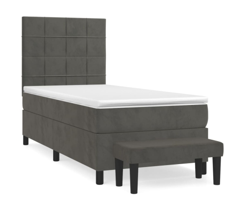 vidaXL Cama box spring con colchón terciopelo gris oscuro 90x190 cm