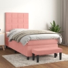 Cama box spring con colchón terciopelo rosa 90x190 cm