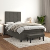 Cama box spring con colchón terciopelo gris oscuro 120x200 cm