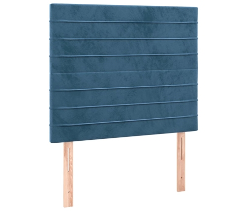 Cama box spring con colchón terciopelo azul oscuro 100x200 cm