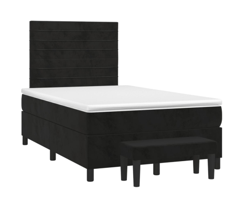 Cama box spring con colchón terciopelo negro 120x200 cm