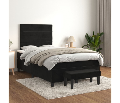 Cama box spring con colchón terciopelo negro 120x200 cm