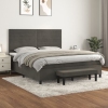 Cama box spring con colchón terciopelo gris oscuro 180x200 cm