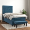 Cama box spring con colchón terciopelo azul oscuro 90x190 cm