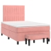 Cama box spring con colchón terciopelo rosa 120x200 cm