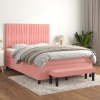 Cama box spring con colchón terciopelo rosa 140x190 cm