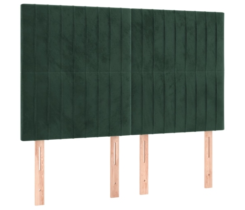 Cama box spring con colchón terciopelo verde oscuro 140x200 cm