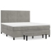 Cama box spring con colchón terciopelo gris claro 160x200 cm