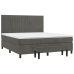 Cama box spring con colchón terciopelo gris oscuro 180x200 cm