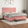 Cama box spring con colchón terciopelo rosa 180x200 cm