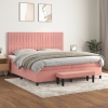 Cama box spring con colchón terciopelo rosa 200x200 cm